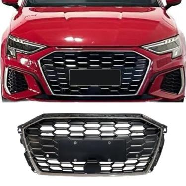 Imagem de Grade decorativa para para-choque de tela de inseto para carro, kit de carroceria, grade de corrida, grade de para-choque frontal compatível com a parte externa A3 2021-2023