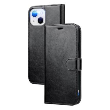 Imagem de Capa Carteira Flip Cover Preta para iPhone, Fecho Magnético, Suporte para Cartão, Proteção Total, Capinha Anti Impacto (iPhone 14 Plus)