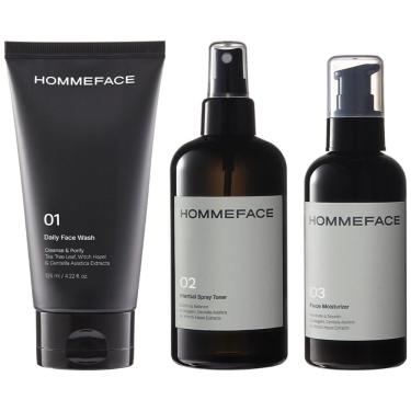 Imagem de Kit Skincare Facial para Homens com 3 Passos, HOMMEFACE, Preto