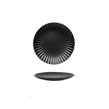 Imagem de Prato de serviço prato de cerâmica preto retrô bandeja de servir cozinha porcelana conjuntos de jantar sushi salada sobremesa prato pratos de bolo de Natal pratos (cor: D)