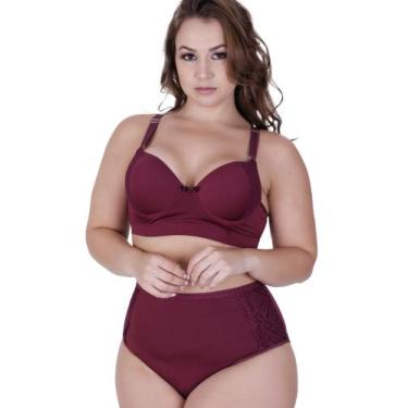 Imagem de Conjunto Lingerie Plus Size Calcinha Cós Alto Sutiã com Bojão-c15 CONJ