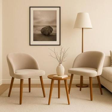 Imagem de Kit 2 Cadeiras Pétala Slim Decorativa Tecido Veludo Pés Palito, BEGE