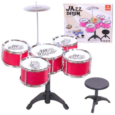 Imagem de Mini Bateria Musical Infantil Vermelho C/Luz e Banco - Castela