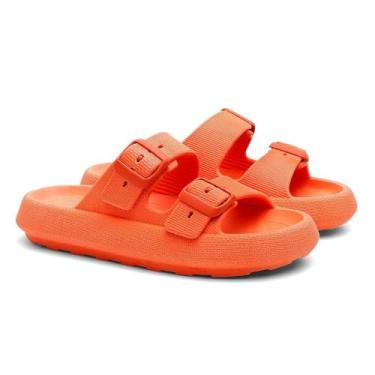Imagem de Chinelo Feminino Nuvem Slide Com Fivela, Solado Macio Antiderrapante, SandáLia Casual Para Dia A Dia(Laranja,36/37)