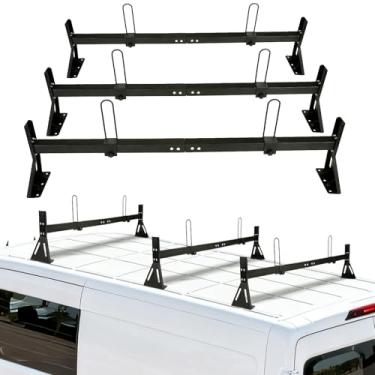 Imagem de hightall Rack para escada, comprimento ajustável de 127 a 154 cm com tampas de carga, compatível com Ford Transit150/250/350, perfuração necessária