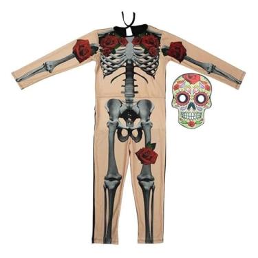 Imagem de Fantasia Caveira Mexicana Infantil Com Máscara de Halloween