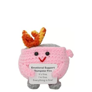 Imagem de Suporte emocional fogo lixeira, presente de apoio positivo feito à mão. Conselheiro, gerente, colega de trabalho decoração de mesa de escritório. Presente engraçado para alívio de estresse (rosa)