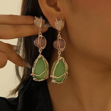 Imagem de Brincos vintage com pingente de gota para mulheres, boêmio, leve, grande, gota d'água, resina, pingente de gota, joias, presentes de aniversário