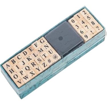 Imagem de 40 peças de carimbos pequenos de borracha de madeira, letras, símbolos, números do alfabeto, para cartões de artesanato, álbum de fotos, álbum de recortes (fonte C)