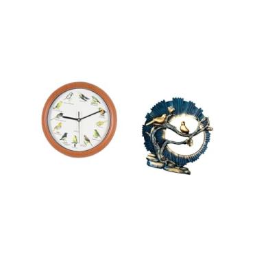 Imagem de Fenteer Relógio de Parede com Pássaro Canoro, Ornamento, Estatueta, Artesanato, Enfeite, Resina, Relógios de Parede Decorativos para Decoração de Casa, Estant