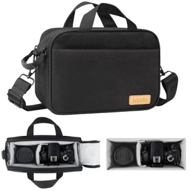 Imagem de Lacdo Bolsa compacta para câmaras SLR/DSLR e sem espelho, compatível com câmaras e lentes Canon, Nikon, Sony, Panasonic, Olympus, bolsa de ombro para fotógrafos, Preto