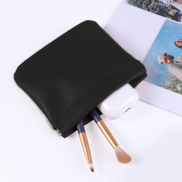 Imagem de Bolsa de maquiagem de bolso, mini bolsa de cosméticos portátil para mulheres, bolsas de armazenamento de viagem, sem zíper, bolsa pequena para moedas, organizador de bolso de poliuretano para