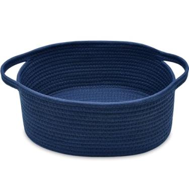 Imagem de Cesta pequena de tecido, cesta pequena fofa de 30,5 x 20,3 x 12,7 cm, cesta de armazenamento de prateleira de sala de corda, caixa de baú de cesta, cesta de presente decorativa vazia com alças