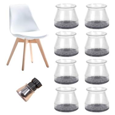 Imagem de Pacote com 8 protetores de perna de cadeira para pisos de madeira, almofadas de feltro de silicone, capas de pés de móveis, redução de ruído de arranhões, 3,8 a 5 cm