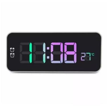 Imagem de Relógio Led Clock Digital 5,7x16x2,5cm Para Mesa De Plástico Com Usb Alarme Com Brilho Alto Ou Baixo