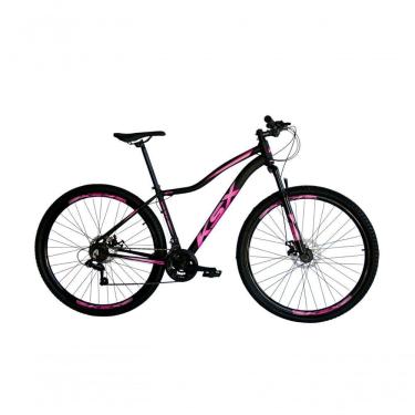 Imagem de Bicicleta Aro 29 Ksx Sd7 Feminina 21v Cabos Internos Alumínio Freios A Disco Garfo Suspensão Preto Rosa Tamanho 15