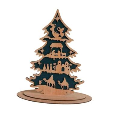 Imagem de UGPLM Enfeite de Natal para Mesa, Árvore de Natal, Placa Decorativa de Madeira para Lareira, Festa de Ano, Decoração de Casa, Style E