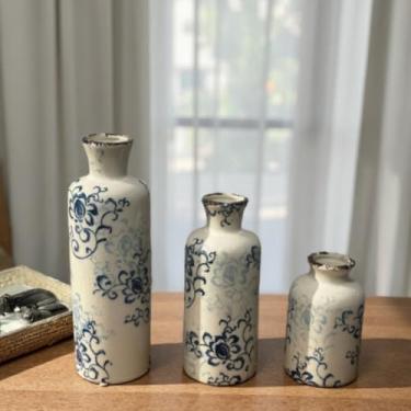 Imagem de AWNR Vasos de cerâmica vintage chinoiserie decoração azul e branco, decoração para banheiro, mesa, quarto, cozinha, mesa de jantar, sala de estar, apartamento, cafeteria, casa de fazenda