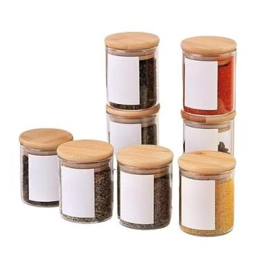 Imagem de Potes de Vidro com Tampa de Bambu, Hermético à Prova de Odores e Empilhável para Organização(6 Potes(200ml))