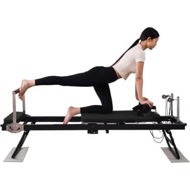 Imagem de Máquina Dobrável De Pilates Reformador De Estúdio Em Casa, Sistema De Treino Em Casa De Pilates Cardio Fitness Rebounder, Máquina De Treino De Pilates Reformer Para Academia Em, Black, Latex Tube