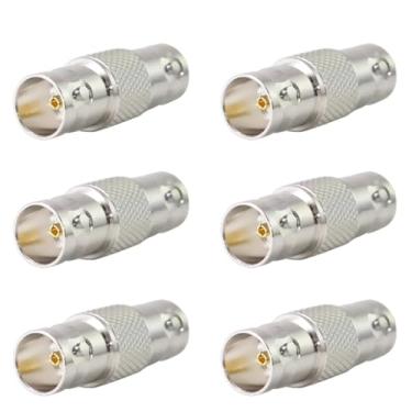 Imagem de Pacote com 6 conectores BNC fêmea para fêmea 75Ohm, conectores SDI adaptador BNC Barrel para extensão de cabo coaxial HD-SDI 3G-SDI 4K SDI