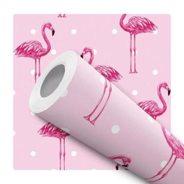 Imagem de Papel de Parede Adesivo Bolinhas Rosa Flamingo Infantil Bebê Moderno Q