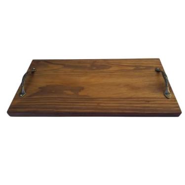 Imagem de Bandeja Decorativa Madeira Café Frios Buffet Com Alça Cor Marrom