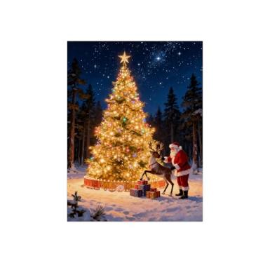 Imagem de Natal Pintura arte parede em tela-Árvore Natal Floresta-Imagem decoração moderna-Impressões Sala de Estar 60x80cm Sem Moldura