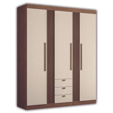 Imagem de Guarda Roupa Solteiro 3 Portas Ripado Lens Jatobá Areia