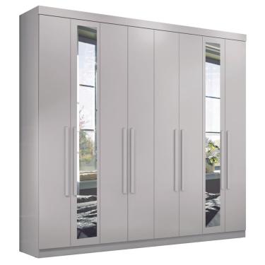 Imagem de Guarda Roupa Casal Com Espelho 8 Portas Girona Branco