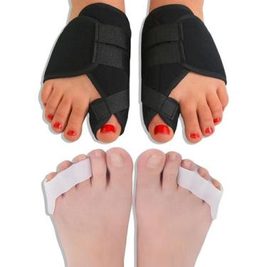 Imagem de Kit 2 pares protetor ortopédico dedão e dedinho joanete - SWG, PRETO, 