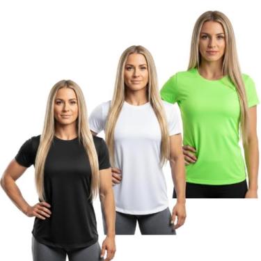 Imagem de Kit 3 Camisetas Femininas Manga Curta Dry Proteção UV Fit Trendixx  Le