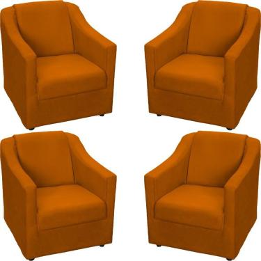 Imagem de Kit 4 Poltronas Mila Pé De Plástico Cromado - Terracota Suede