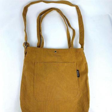 Imagem de Bolsa Sacola Feminina Veludo Cotelê Casual Escolar Faculdade Bolsa Tote Retrô mostarda