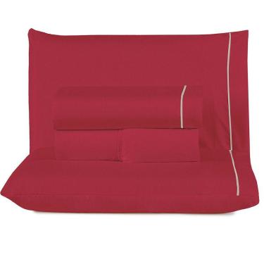 Imagem de Jogo De Lençol Lidian Liso King 4 Peças Hiperpercal Peletizado 180 Fios - Vermelho