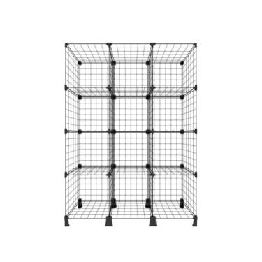 Imagem de Estante de Aço Aramado Organizadora Multiuso 12 Nichos Casa Loja Comércio Estoque Roupas Brinquedos (12 Nichos Vertical COR PRETO)