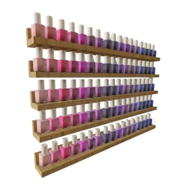 Imagem de Kit 5 Prateleiras Amadeiradas para Esmaltes 60x6x4,5cm - Organização Charmosa