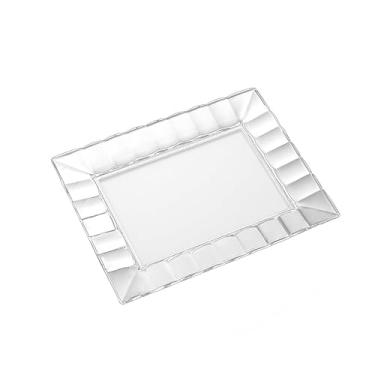 Imagem de Barski Bandeja de vidro – Travessa retangular para servir 22 cm C x 17 cm L – Vidro transparente – Utensílios de mesa elegantes para aperitivos, sobremesas, lanches – Feito na Europa