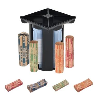 Imagem de Contador de moedas, tubo classificador de moedas, classificador de moedas 4 em 1 e máquina de embalagem, rolo de moedas com 80 peças de envoltório de moedas