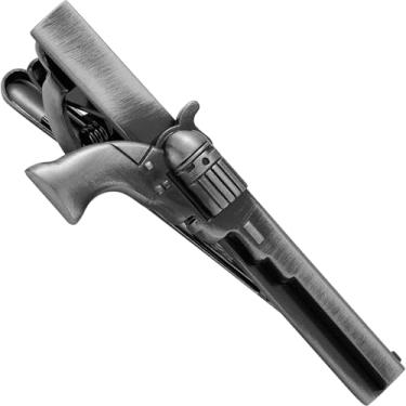 Imagem de HAWSON Clipe de gravata masculino com design de arma tática de 5 cm para casamento, eventos militares, acessórios e presentes de padrinhos inspirados em armas ao ar livre, 2in, Metal não precioso, Sem