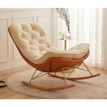 Imagem de Cadeira de balanço para berçário, cadeira de balanço estofada para sala de estar, cadeira de balanço, cadeira de balanço moderna, assento acolchoado, cadeira basculante, poltrona confortável para sala