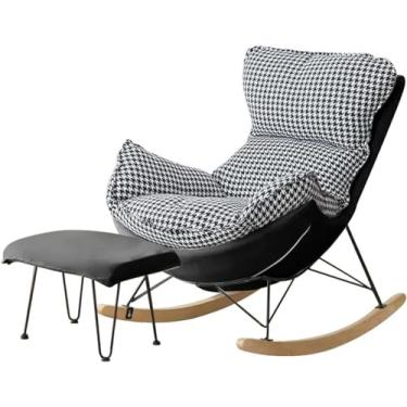 Imagem de Conjunto de cadeira de balanço e apoio para pés de lazer, cadeira de balanço com banquinho, cadeira relaxante de varanda, cadeira de balanço reclinável para sala de estar, poltrona moderna, cadeira