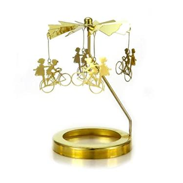 Imagem de Castiçal giratório tealight castiçal carrossel metal decoração de casa (cor: E) (H)