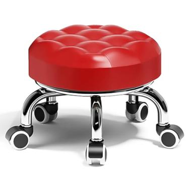 Imagem de BSNANCA Banqueta baixa rolante banquetas curtas com rodízio giratório universal fácil mobilidade e trabalho conveniente para cadeira de garagem em casa, vermelho (vermelho)