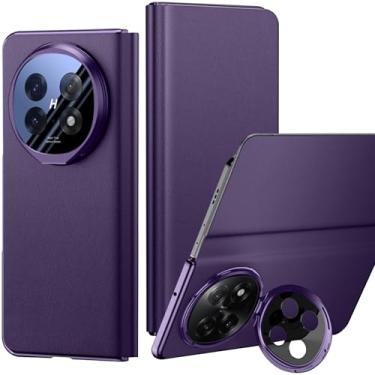 Imagem de YQODSZ Capa flip para Oppo Find N5 com suporte protetor de câmera, capa flip clássica de couro PU fecho magnético rígido policarbonato traseiro bumper à prova de choque fino couro negócios capa para