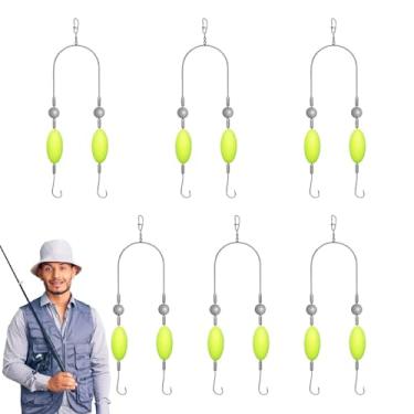 Imagem de Plataformas de pesca de surfe, anzóis duplos de pesca resistente | Suprimentos e equipamentos de peixe para família Trolling Casting Jigging Crappie Mochilão Amigos Viagem Aventuras