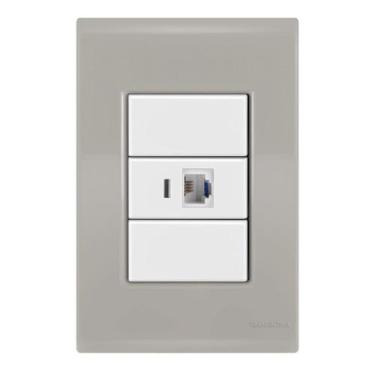 Imagem de Conjunto 1 Tomada Rede Rj45 - Tramontina Liz Fendi / Branco