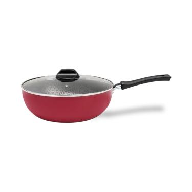 Imagem de Panela Wok Brinox Anis Cabo Baquelite Antiaderente Pro-Flon 2,3L 24cm Tampa de Vidro Bo...