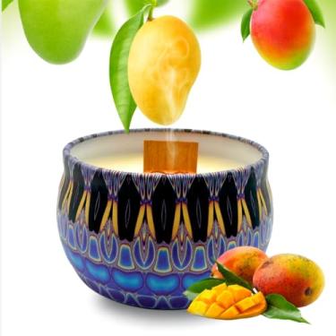 Imagem de Vela Aromatica, Luxo 130g Baunilha, Lavanda, Capim Limão, Alecrim, Maça e Canela Pavio Madeira, 8.5×8.5×6.5cm(MANGA DELÍCIA)