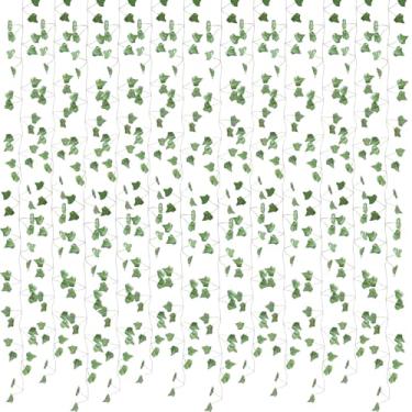 Imagem de Bairdish 12 peças de trepadeiras falsas para decoração de casa, guirlanda de hera artificial, flores verdes, plantas falsas, folhas verdes, decoração estética para quarto, apartamento, pátio, casa